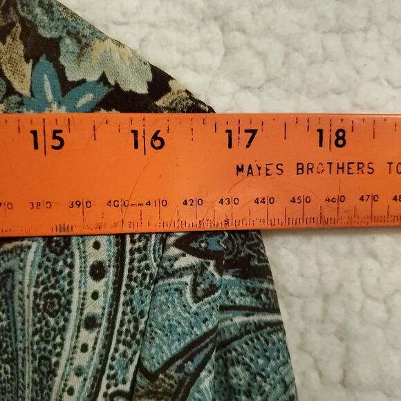 Coldwater Creek  Blouse Blue Brown Cream Paisley-3/4 Sleeves-Round Neck Sz PM - Picture 7 of 12